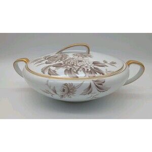 Noritake China LaSalle Covered Serving Vegetable Dish Chrysanthemum Handled